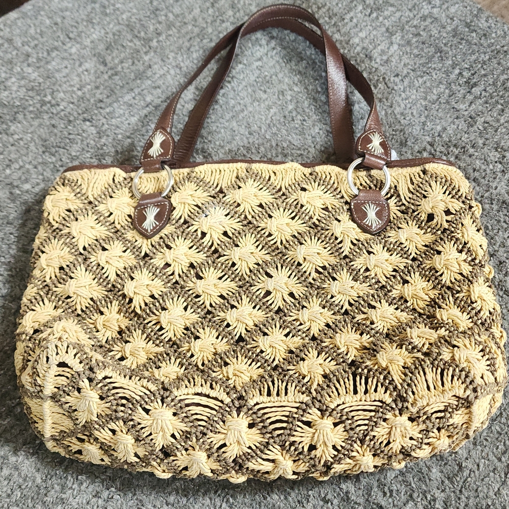 Brighton Brown and Cream Woven Tote - Picture 5 of 8